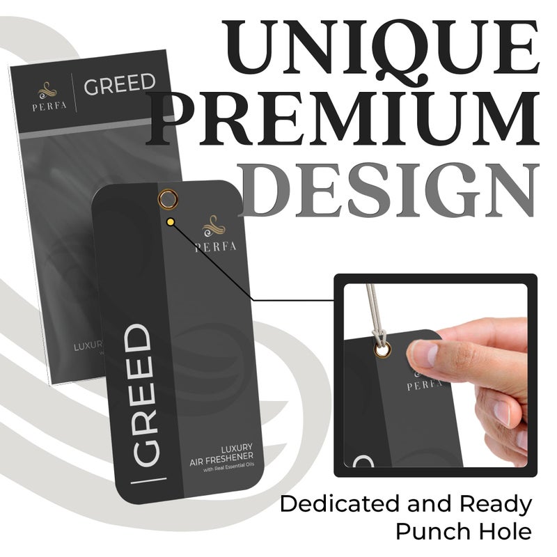 Perfa Greed Disposable Card Freshener for Men | Car Scents Air Freshener with Greed Fragrance | Strong Car Perfume Air Freshener with Odour Eliminating Technology | Greed by Perfa - Image 4